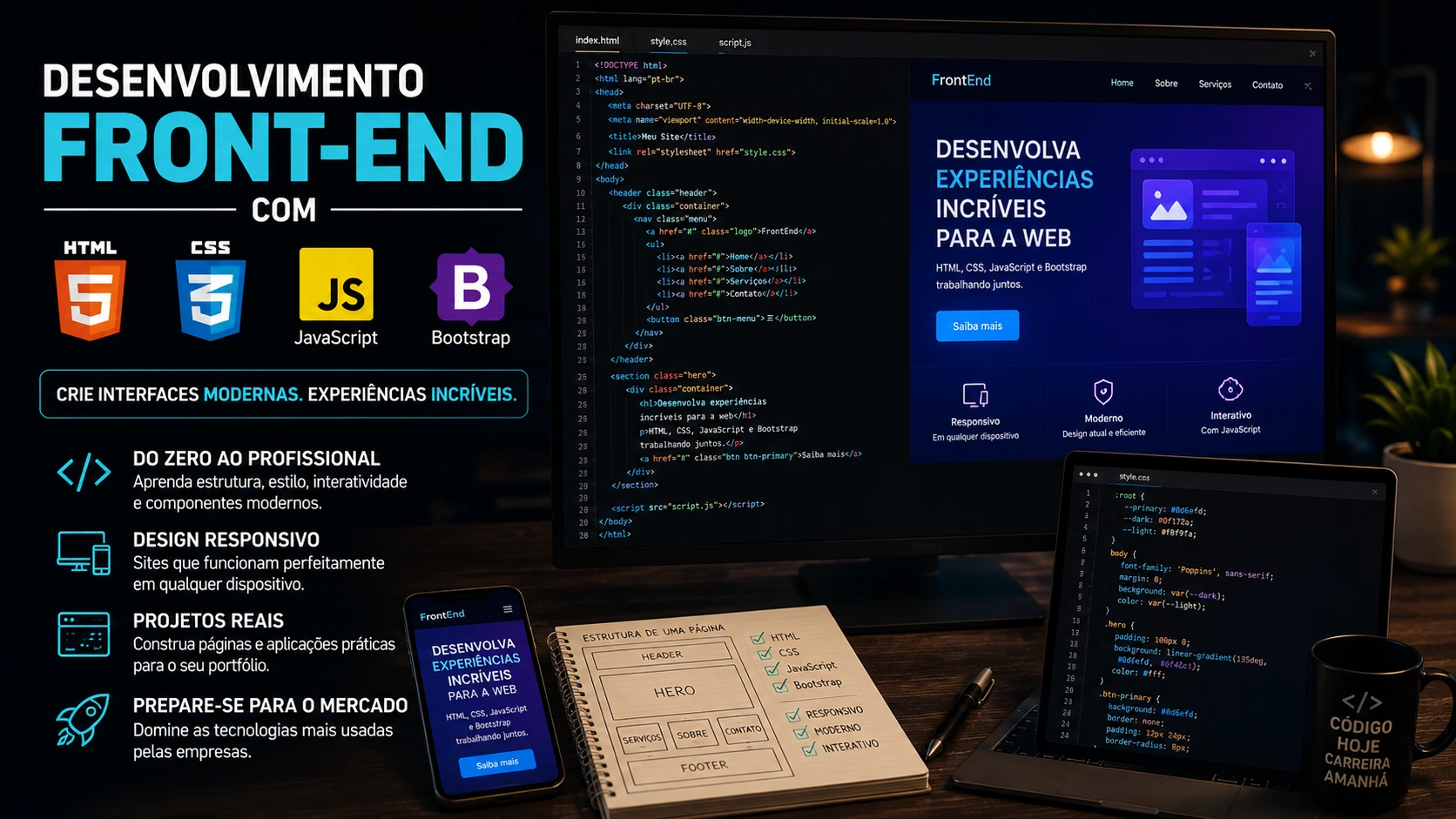 Desenvolvimento Front-End com HTML, CSS, JavaScript e Bootstrap
